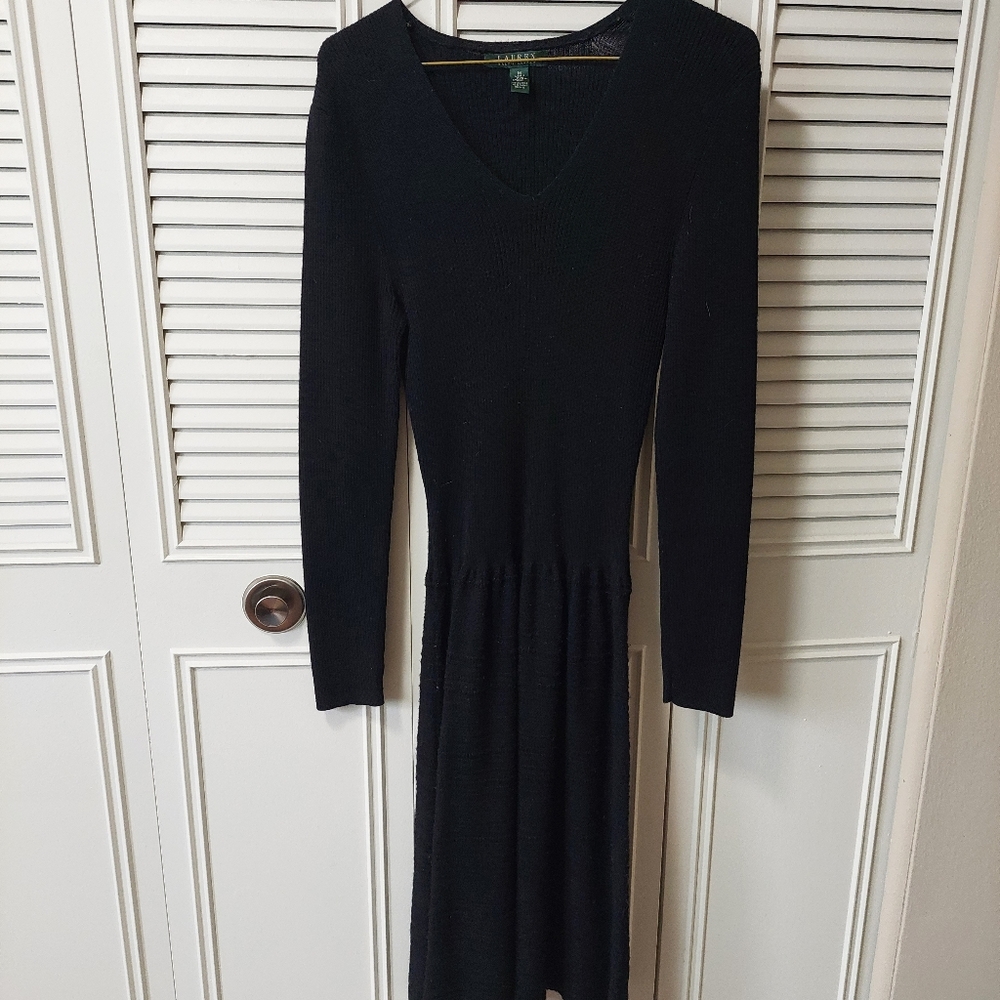 Ralph Lauren - Long Sleeve Sweater Dress-Black